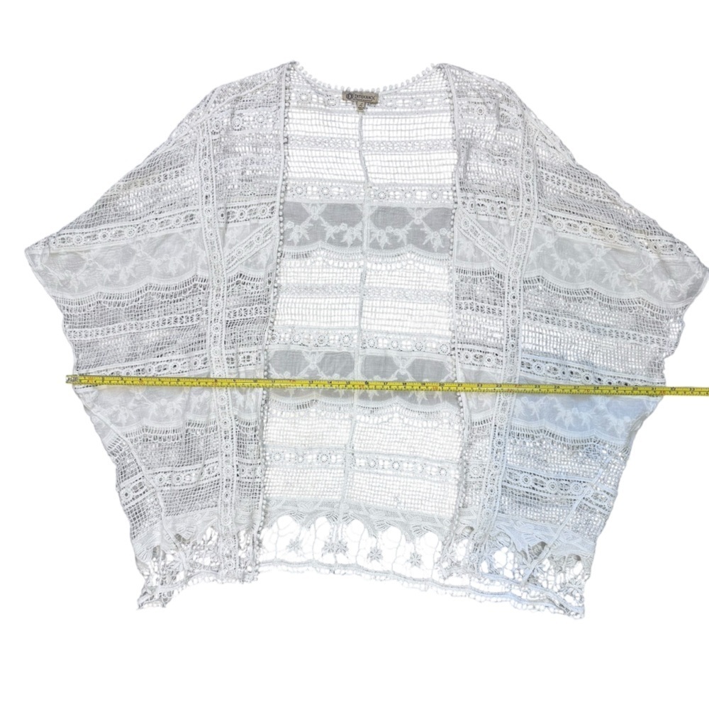 Democracy Ivory Crochet Lace Kimono Size Large - Picture 10 of 13